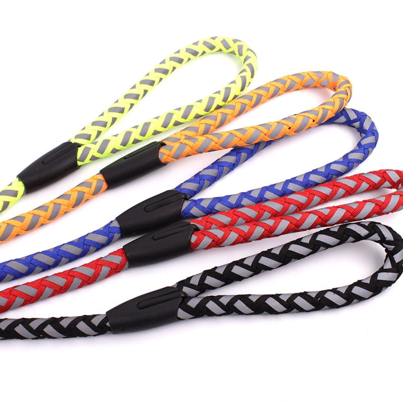 Reflective Dog Harness Leash Set Braided Traction Round Rope Large Medium Small Dog Chain Night Out Luminous Harness For Dogs