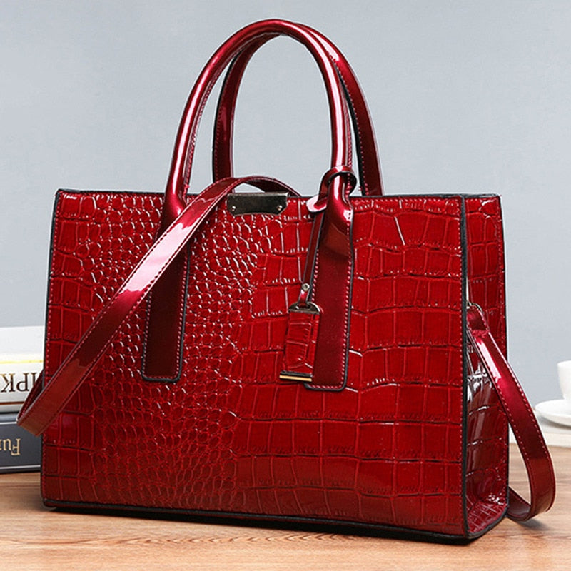 2Pcs Women luxury Handbag Zip Shoulder Bags For Women 2022 Soft Crocodile Pattern Leather Portable Shopping Totes bolso mujer