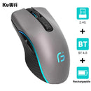 KuWFi Computer Mouse Bluetooth 4.0+2.4Ghz Mouse Wireless Dual Mode 2 In 1 2400DPI Ergonomic Portable Optical Mice for PC/Laptop