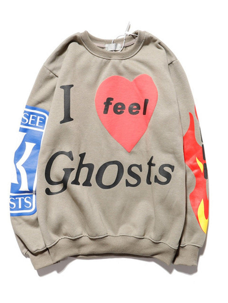 Kanye West Graffiti Letter Print Plus Velvet Sweatshirt Men And Women Harajuku Fleece Hoodie Hip Hop Stranger Things Hooded