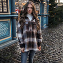Autumn Winter Plaid Jackets Wool Blend Coat Fashion Button Thick Vintage Casual Office Warm Overshirt Ladies Outwear Chic Tops