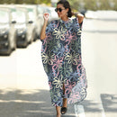 Cover-ups 2022 Kaftan Beach Print SnakeSkin Swimsuit Cover Up Kimono Plage Beach Robe Femme Long Dress Sarong Dress Beachwear