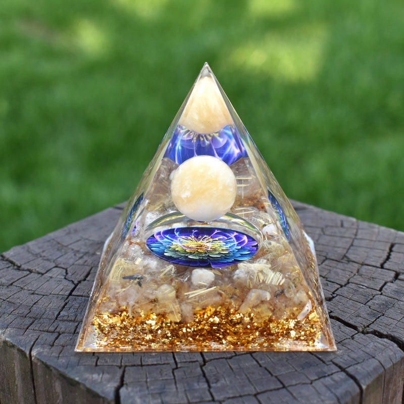 6cm Orgone Pyramid Obsidian and Lapis Lazuli Healing Crystal Energy Orgonite Pyramide Emf Protection Meditation Wholesale