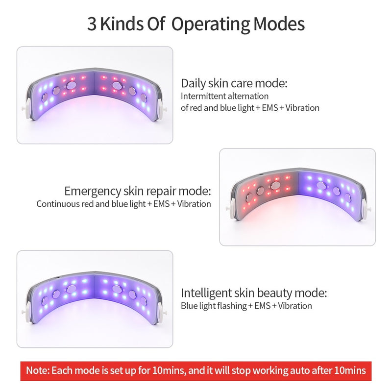 EMS Facial Slimming Vibration Massage V-Face Lifting Beauty Device LED Photon Therapy V-Line Up Massager Belt Remove Double Chin