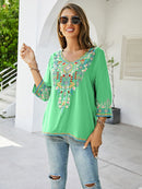 KHALEE YOSE Boho Floral Embroidery Mexican Blouse Shirts Vintage Chic Autumn Blouse Women s3xl Ethnic Hippie Shirt Blouse Tops