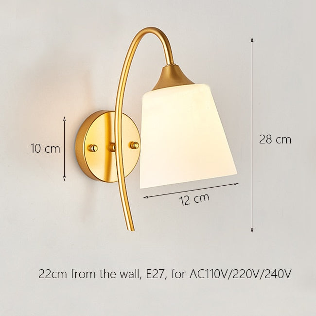 Lámpara de pared Led decorativa, lámpara de lectura nocturna de hierro junto a la lámpara, escaleras para el hogar, candelabro Vintage para Loft, luces de pared, bola de cristal, oro, negro, E27