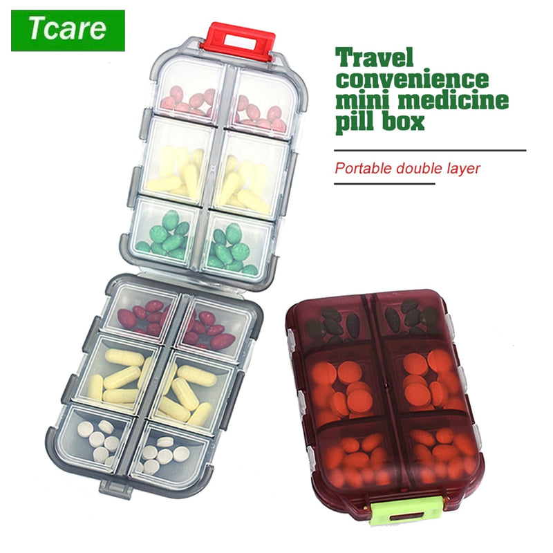 Tcare, organizador de pastillas de viaje, caja de pastillas a prueba de humedad para monedero de bolsillo, pastillero diario, contenedor portátil para medicamentos y vitaminas