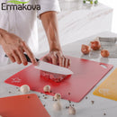 ERMAKOVA Cutting Board 4Pcs/6Pcs 1.2mm Thickening Flexible PP Non Slip Chopping Block Cutting Mats with Food Icons Kitchen Tools