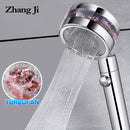 ZhangJi Bathroom Double Panel Shower Head Spiral Water Flow with One Key Stop  Turbocharged Propeller Driven Water Saving Shower