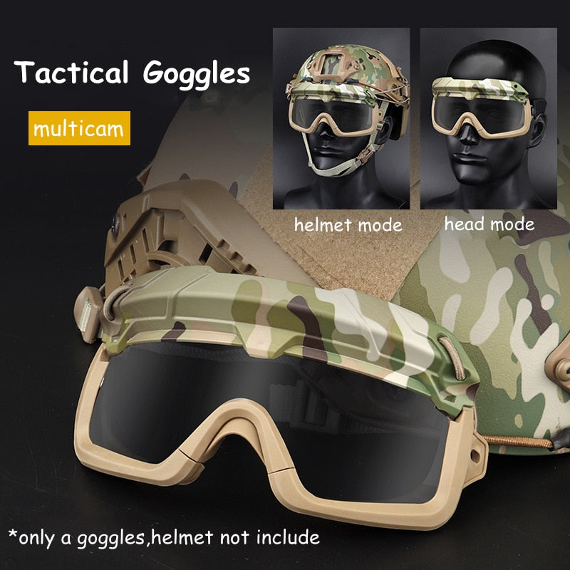 Tactical Airsoft Paintball Goggles Windproof Anti Fog CS Wargame Hiking Protection Goggles Fits for Tactical Helmet