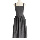 Pink Gray Cotton Apron Home Kitchen Cooking Baking Painting Craft Work Wear Cafe Barista Restaurant Waitress Florist Uniform B2
