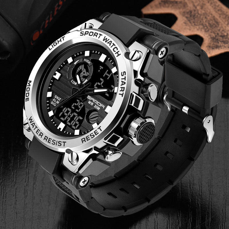 SANDA Marke Armbanduhr Herrenuhr Militärarmee Sport Stil Armbanduhr Dual Display Herrenuhr für Herren Uhr wasserdicht Stunden