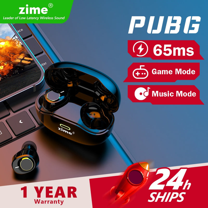 Zime Robin Wireless Earbuds Bluetooth 5.0 Music Gaming 65ms Low Latency with Mic for Android Iphone TWS Earphones PUBG FREE FIRE