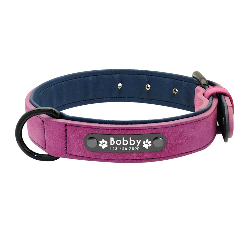 Collar de cuero para perro, juego de correas, collares de perros suaves personalizados, acolchado de plomo para perros pequeños, medianos y grandes, Pitbull, Bulldog francés