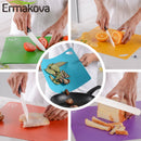 ERMAKOVA Cutting Board 4Pcs/6Pcs 1.2mm Thickening Flexible PP Non Slip Chopping Block Cutting Mats with Food Icons Kitchen Tools