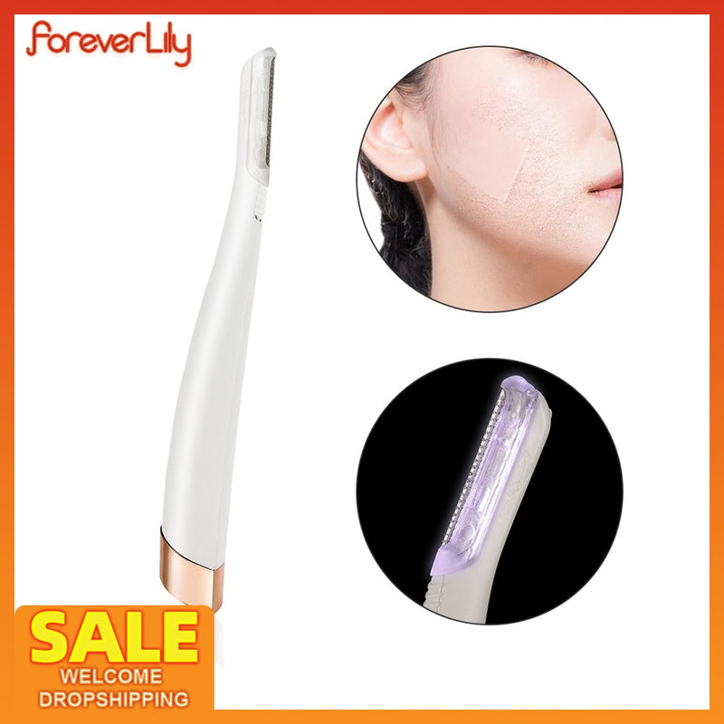 LED Facial Depilator Face Hair Shaver Electric Female Eyebrow Trimmer Razor Body Hair Epilator 6pcs Cutters Heads Spare Parts