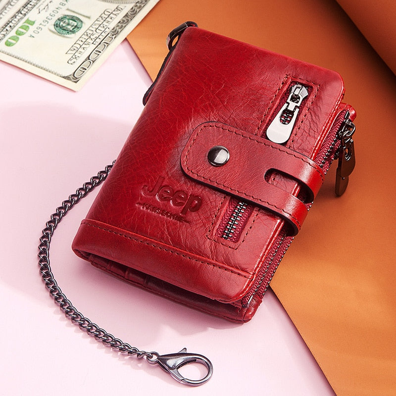 New Fashion Women Wallet Genuine Leather Lady Wallets Female Hasp Double Zipper Design Coin Purse ID Card Holder Short Wallet