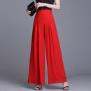 High Waist Chiffon Wide Leg Pants Women 2021 Summer Korean Pleated Pants Solid Loose Black Pants Long Trousers Women