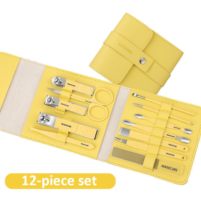 Manicure Set 16 In 1 Full Function Kit Professional Stainless Steel Pedicure Sets With Leather Portable Case Idea Gift