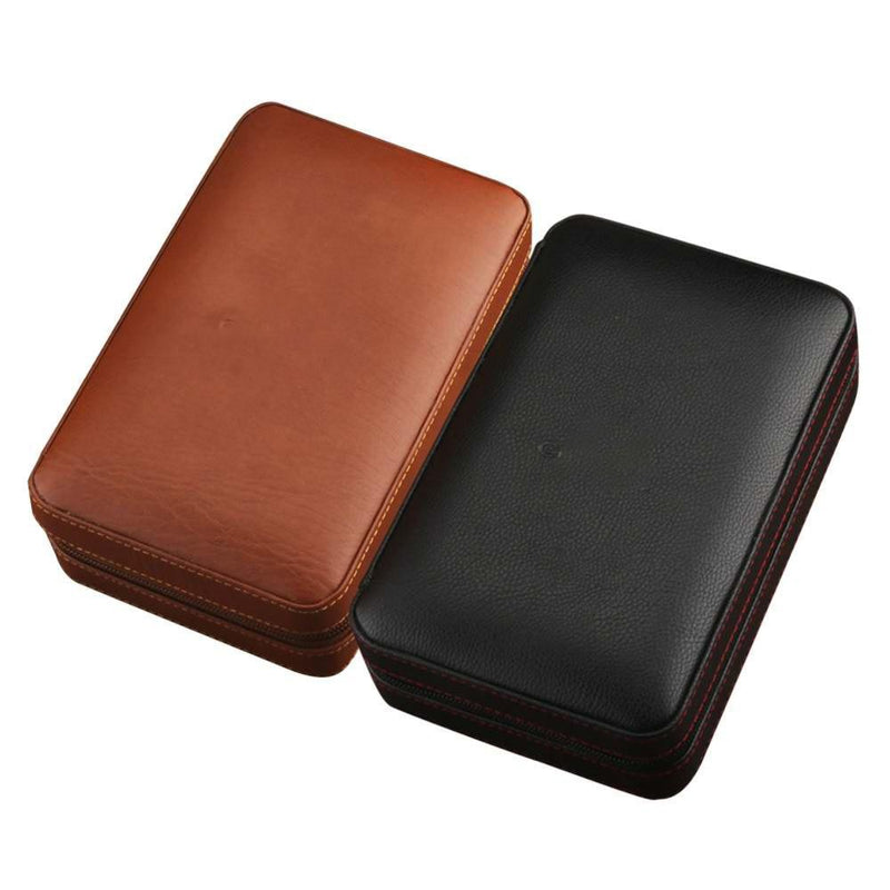 GALINER Portable Cedar Wood Cigar Humidor Box Travel Leather Cigar Case Storage 4 Cigars Box Humidor Humidifier For Sigar