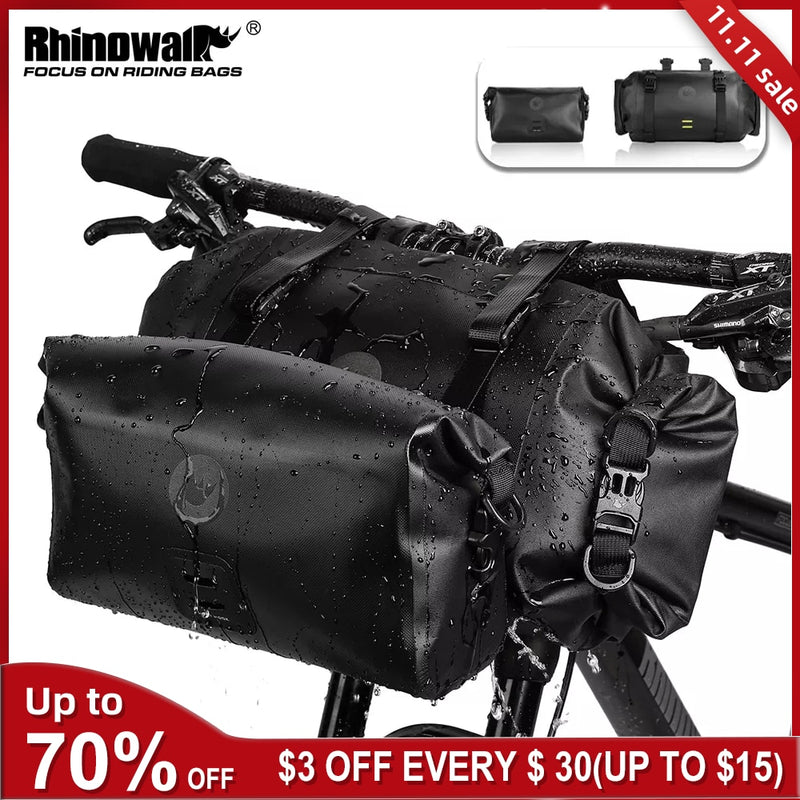 Bolsa de bicicleta Rhinowalk impermeable de gran capacidad bolsa de manillar 1 o 2 piezas bolsa de ciclismo de tubo delantero marco MTB accesorios de bicicleta