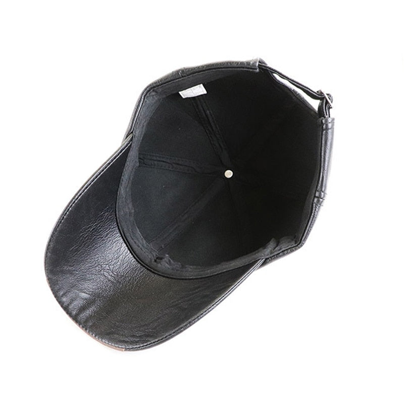 NEW Baseball Cap Casual Fashion Hat Autumn And Winter Plus Velvet Cap Leather Baseball Cap For Men