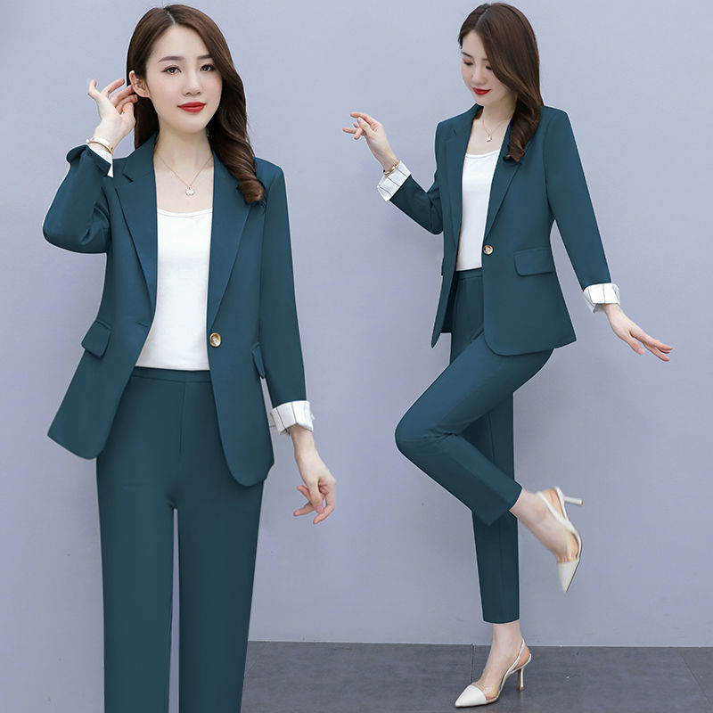 2021 Autumn New Suit Jacket Suspender Pants Three-piece Women&