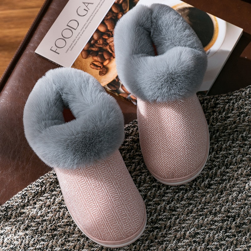 2022 Faux Fur Winter Warm Shoes Woman Men Indoor Slippers Soft Plush Anti-slip Lovers Home Floor Slipper Cotton Slides SH08271