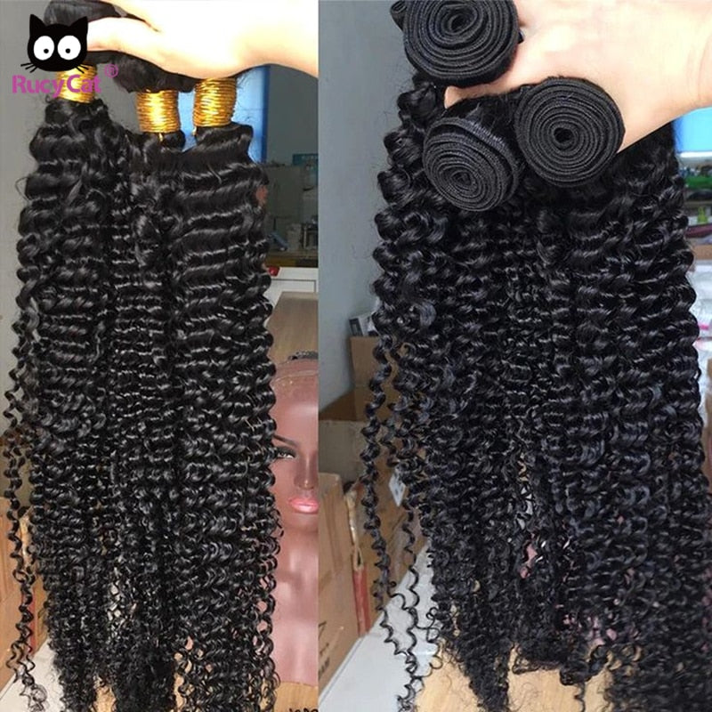 RucyCat Deep Wave Bundles 28 30 Inch 100% Human Hair Bundles Brazilian Weaving Deep Wave Hair Extensions Human Hair Bundles