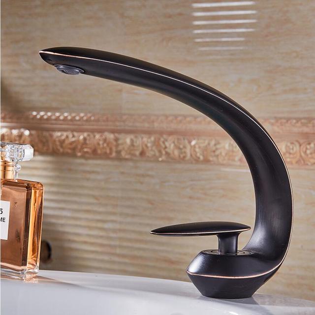 Grifo de lavabo de oro rosa/negro/dorado, grifo mezclador de lavabo de baño, grifo de lavabo de latón, grúa de un solo orificio para baño