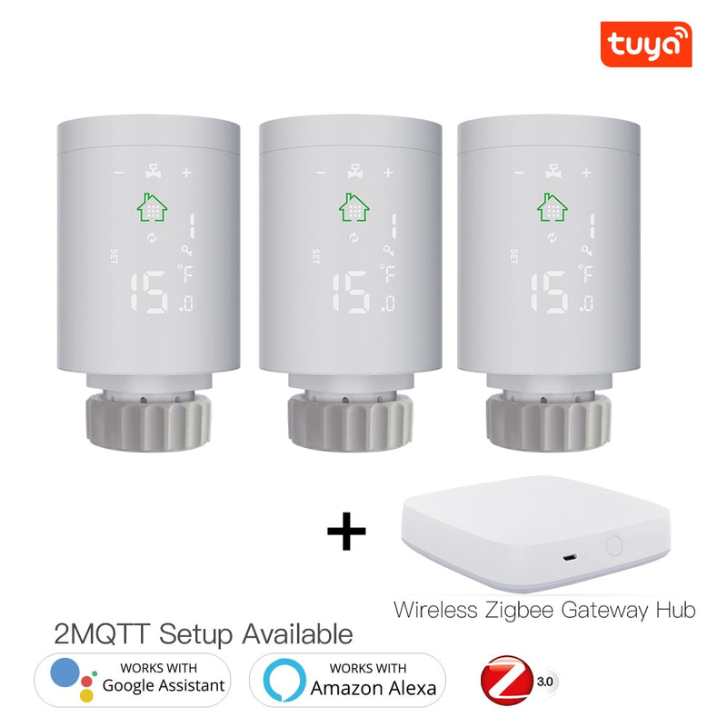 Moes ZigBee3.0 Radiator Actuator Programmable Thermostatic Valve Tuya Temperature Controller 2MQTT Alexa Google Voice Smart App