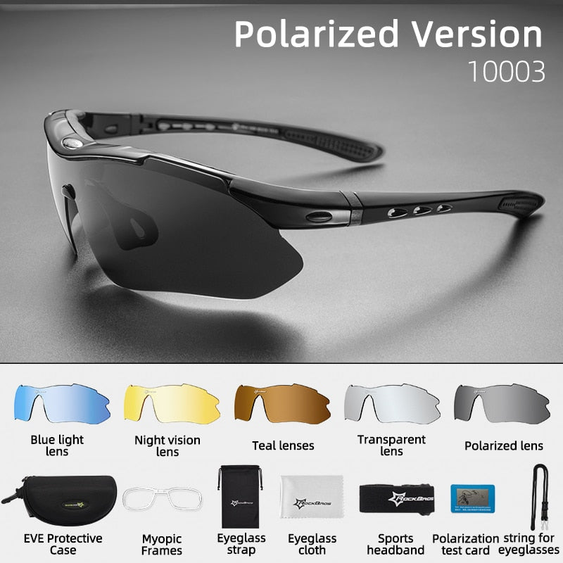 Gafas de ciclismo polarizadas ROCKBROS, gafas de sol deportivas para hombre, gafas de protección para montar en bicicleta de montaña o carretera, gafas de 5 lentes