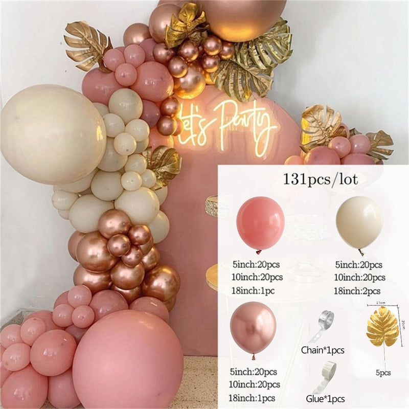 Hot Pink Balloon Garland Arch Kit Butterfly Stickers Chrome Rose Gold Latex Balloons for Birthday Wedding Baby Shower Decoration