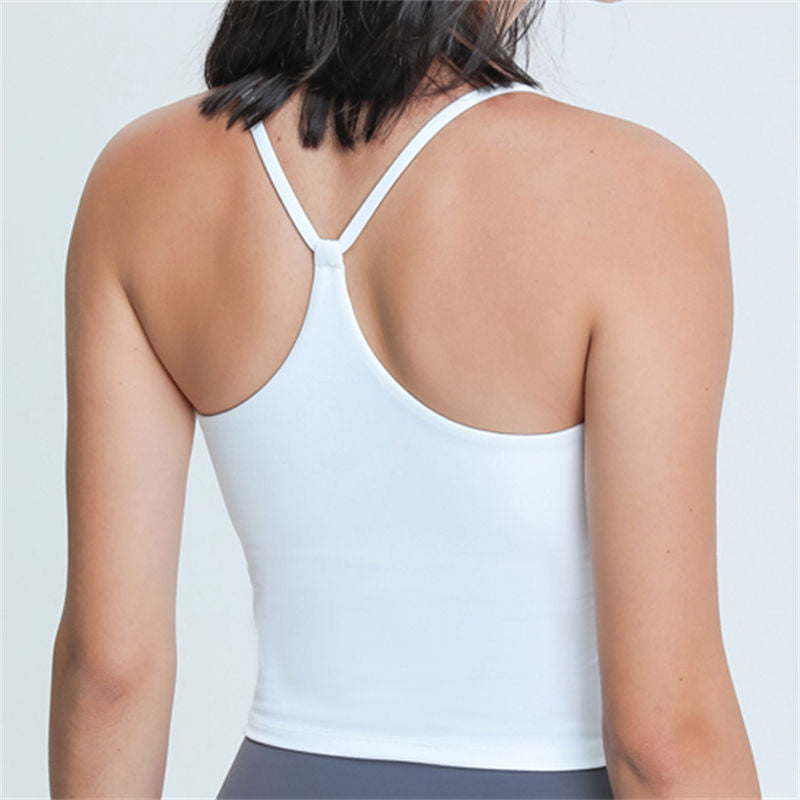 Nepoagym EMOTION Buttery Soft Women Workout Crop Tank Bras with Y Strappy Back Longline Gym Top with Removable Padding