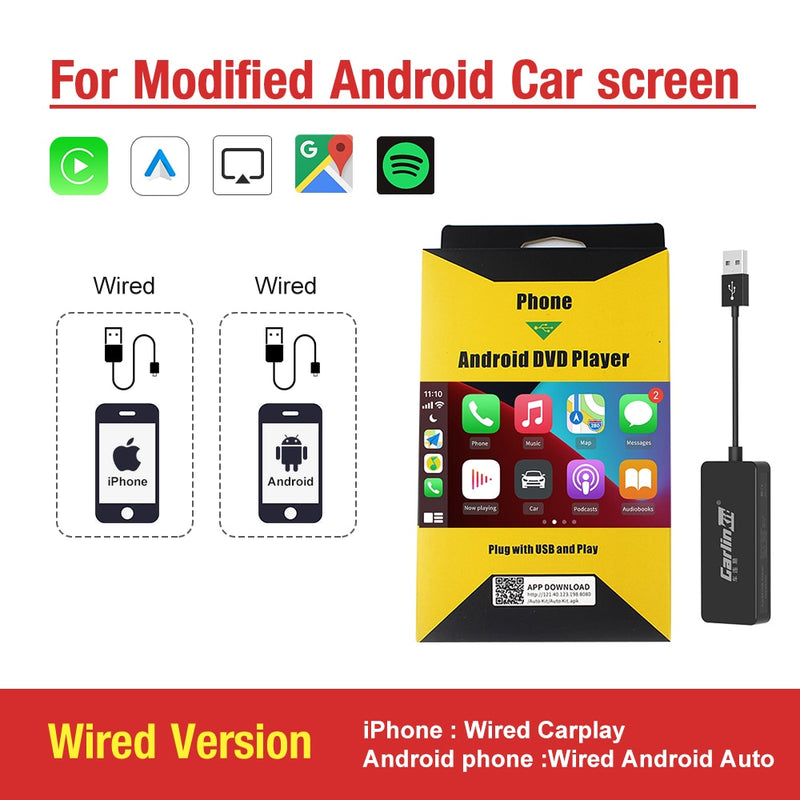 Carlinkit Wired/Wireless CarPlay Wireless Android Auto Dongle Mirror For Modify Android Screen Car Ariplay  Smart Link IOS 14 15