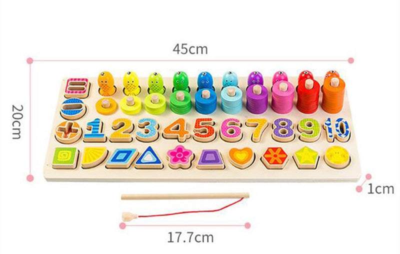 Juguetes de madera Montessori para niños, tablero Montessori, juguetes Montessori de pesca de matemáticas, juguetes educativos de madera para bebés de 1, 2 y 3 años