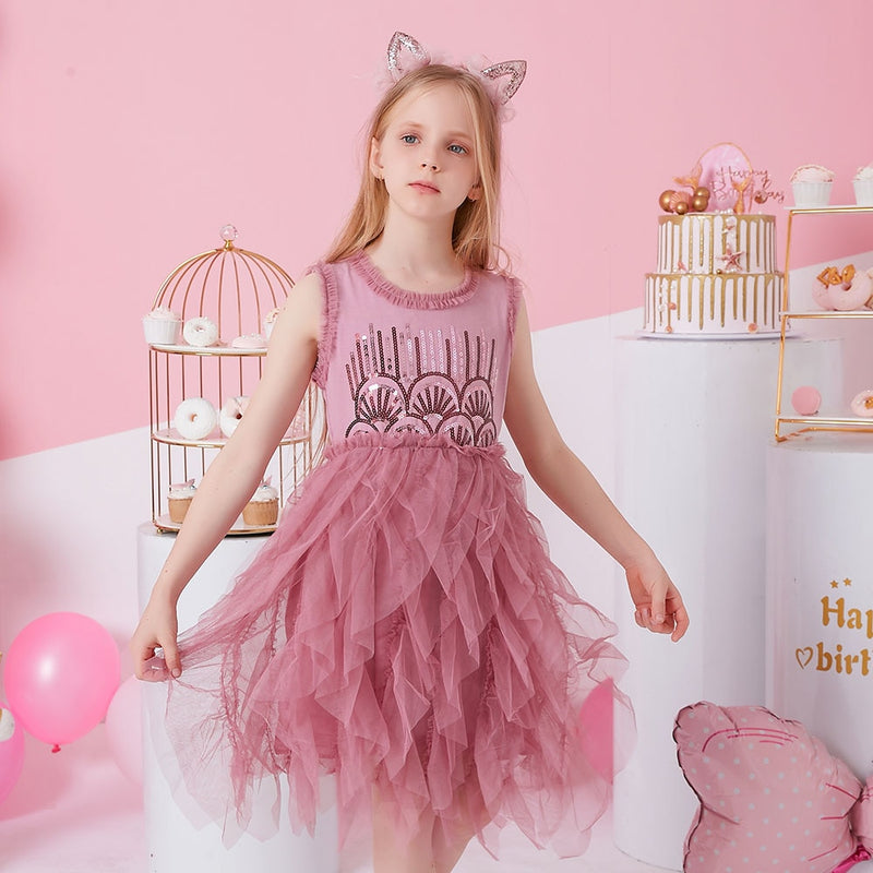 DXTON, ropa para niñas, vestidos de princesa de verano, vestido con estampado de unicornio y mangas acampanadas para niños, vestidos de fiesta para niñas, ropa para niños de 3 a 8 años