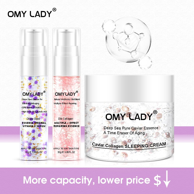 Esencia de semilla de uva OMY LADY, suero Original de vitamina C, crema facial, esencia líquida, retardante del envejecimiento, reducción de arrugas, piel hidratante