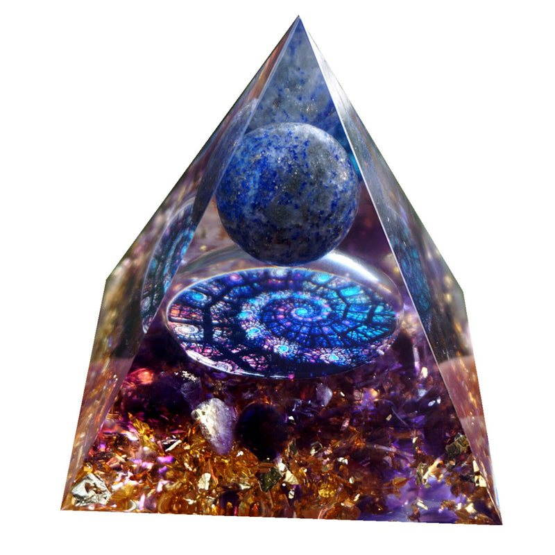 HANDMADE LAPIS LAZULI SPHERE AMETHYST ORGONE PYRAMID CRYSTAL HEALING REIKI ENERGY ORGONITE PYRAMIDE