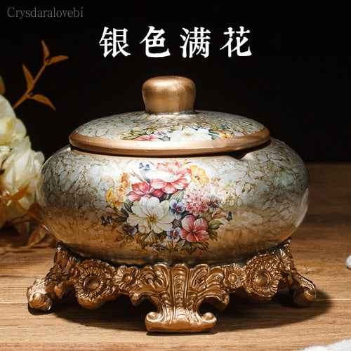 New Style Chinese Retro Ceramic Large with Lid Ashtray Modern Minimalist Creative Luxury Living Room Decoration Coffee Table