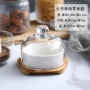 Creative Ceramic Snack Plate Fruit Platter Glass Cover Dessert Bowl Dried Fruit Plate Modern Living Room Snack Storage Plate
