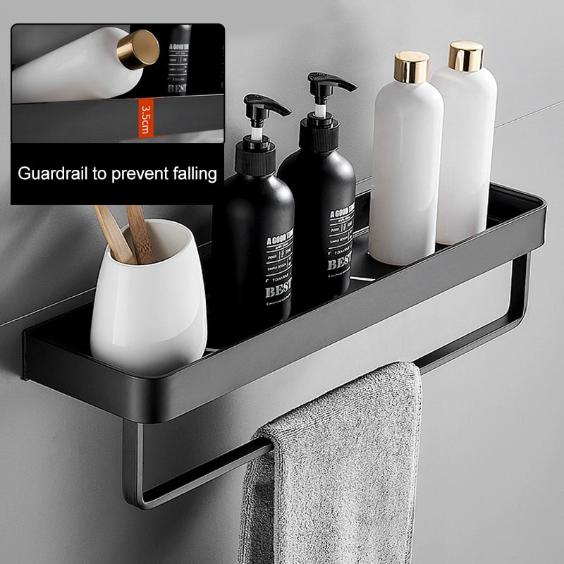 Black Bath Shelves Bathroom Shelf Organizer Nail-free Shampoo Holder Shelves  Storage Shelf Rack Bathroom Basket Holder EL1018