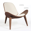 Nordic Solid Wood Backrest Living Room Chairs Lazy Leisure Armchair Household Furniture Modern Leather Single Sofa Shell Chair