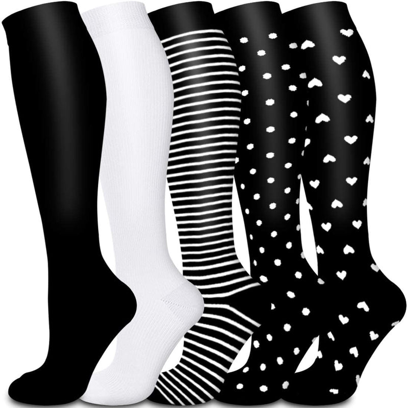 5/6 Pairs Men and Women Compression Socks Circulation Recovery Varicose Veins Nursing Travel Running Hiking Sports Socks