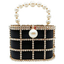Boutique De FGG Pearl Beaded Evening Bucket Clutch Bag Women Luxury Rhinestone Shoulder Bag Party Purse Ladies Diamond Handbags