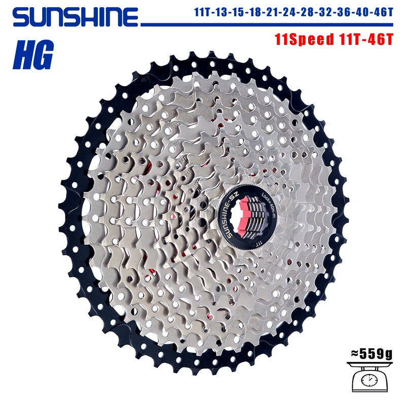 SUNSHINE Bicycle Cassette 8/9/10/11/12Speed Freewheel 32/36T/40T/42T/46T/50T/52T Sprocket HG Structure Flywheel For SHIMANO/SRAM