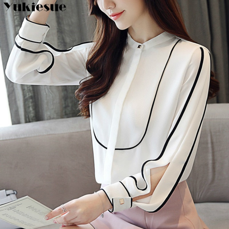 long sleeve OL office summer women&#39;s shirt blouse for women blusas womens tops and blouses chiffon shirts ladie&#39;s top