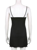 Darlingaga Y2K Retro Lace Patchwork Strap Bow Black Dress Mini Fashion Aesthetic Bow Club Party Sexy Dresses for Women Outfits