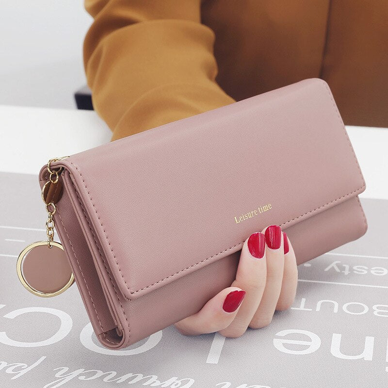 aliwood Brand Leather Women Wallets New Female Clutch Fashion Letter Long Tri-fold Wallet Purse Fresh Card Holder Cartera Mujer