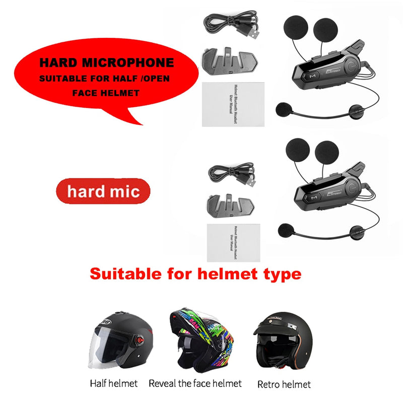 1/2 Uds E1 intercomunicador Bluetooth casco de motocicleta auriculares bluetooth para 2 conductores intercomunicador Moto interfono auriculares inalámbricos